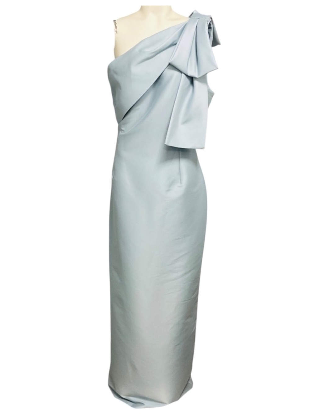 SACHIN & BABI ASH BLUE BONNIE ONE SHOULDER COLUMN GOWN